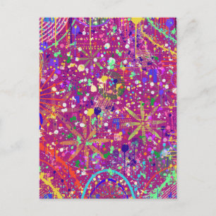 Maximalistische abstracte kunst in vette kleur briefkaart