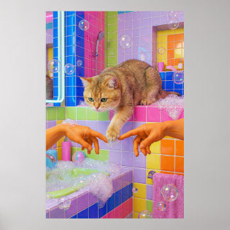 Maximalistische badkamer muur kunst, British short Poster
