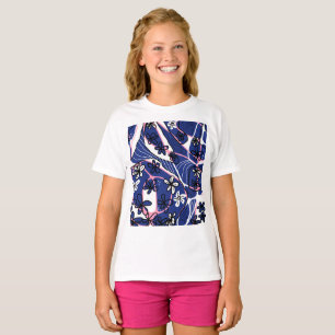 Maximalistische bloemige neurokunst - Blauw Roze W T-shirt