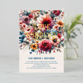 Maximalistische bruiloft uitnodigingen Bloemen the (Staand Voorkant)