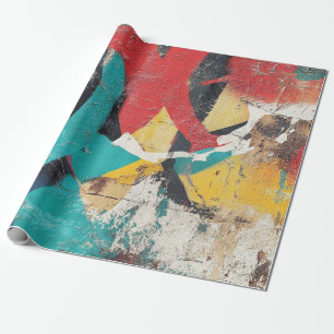 Maximalistische graffiti met rode gele blauwe spat cadeaupapier