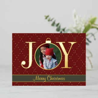 Maximalistische JOY Kerst Foto Echt Folie Feestdagenkaart