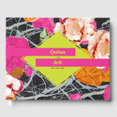 Maximalistische moderne gemarmerde bloemenbruiloft gastenboek (Voorkant)