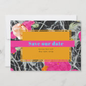 Maximalistische moderne marmeren bruiloft bloemenf save the date (Voorkant)