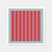Maximalistische roze en rode streep met turquoise  servet (Voorkant)