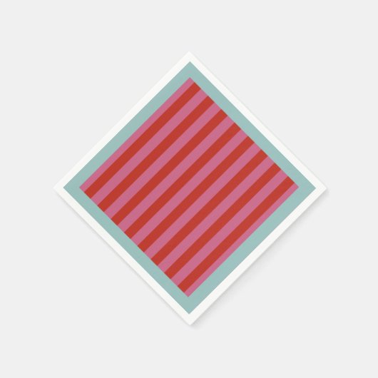 Maximalistische roze en rode streep met turquoise servet (Hoek)