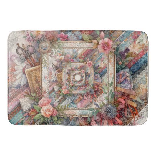 Maximalistische Vintage Decoupage Badmat (Voorkant)