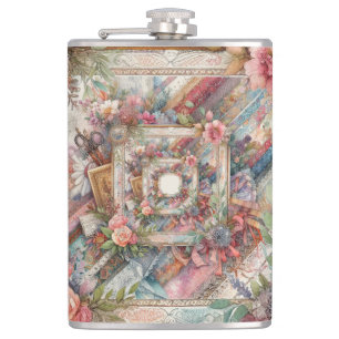 Maximalistische Vintage Decoupage Heupfles