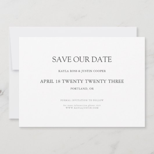 Maximum Minimalisme Photo Enregistrer la carte Dat (Dos)