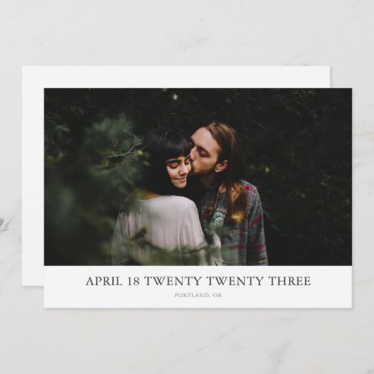 Maximum Minimalisme Photo Enregistrer la carte Dat (Devant / Derrière)