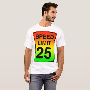 Maximum snelheid 25 Teken met de Kleuren van het T-shirt