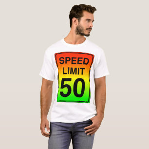 Maximum snelheid 50 Teken met de Kleuren van het T-shirt