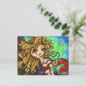 "Maxine" Mermaid Beta Fish Fantasy Art Briefkaart (Staand voorkant)