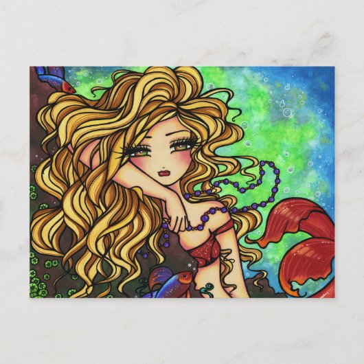 "Maxine" Mermaid Beta Fish Fantasy Art Briefkaart (Voorkant)
