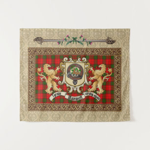 Maxwell Clan Badge & Tartan w/Lion Tapestry Wandkleed
