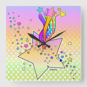 Maxxed Pop Art STAR WALL CLOCK Vierkante Klok