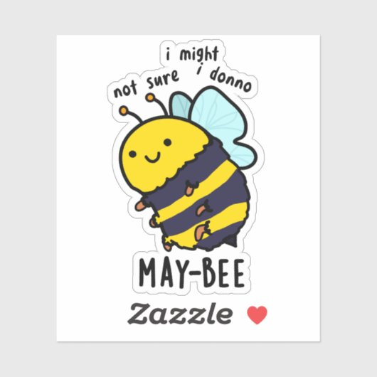 May-bee Funny Insect Bee Pun Sticker (Vel)