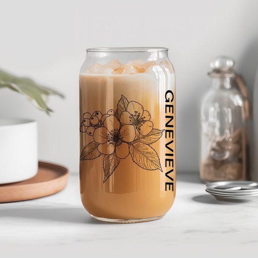 May Birth Flower Hawthorn met aangepaste naam Blikvorm Glas