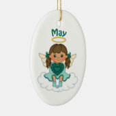 May Birthstone Angel Brunette Keramisch Ornament (Rechts)