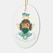 May Birthstone Angel Brunette Keramisch Ornament (Links)