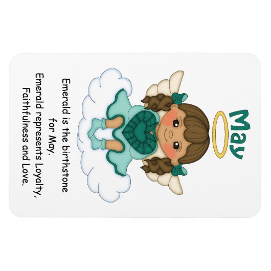 May Birthstone Angel Brunette Premium Magnet (Horizontal)