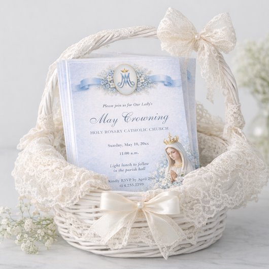 May Crowning Blessed Mary Blue Floral Kaart