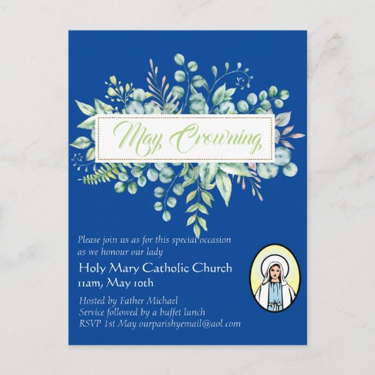 May Crowning Invitations Vierge Marie Invitations  (Devant)