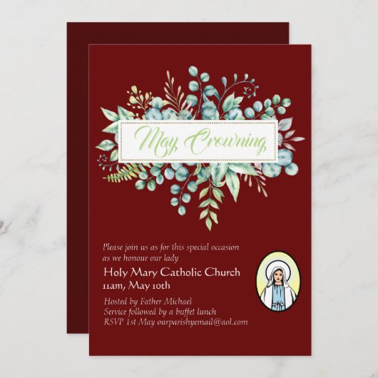 May Crowning Invitations Vierge Marie Invitations (Devant / Derrière)
