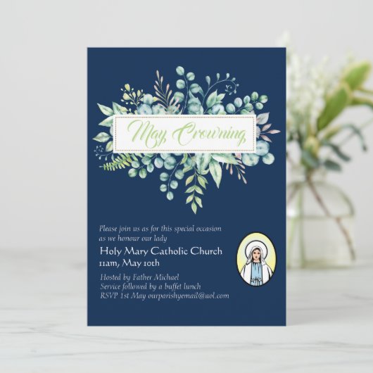 May Crowning Invitations Vierge Marie Invitations  (Debout devant)