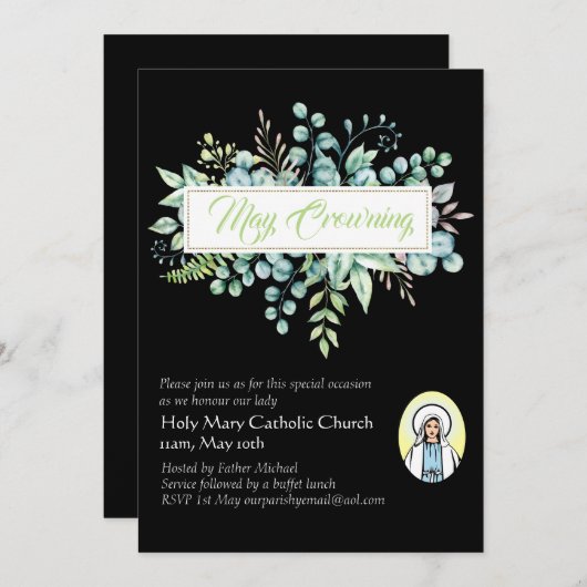 May Crowning Invitations Vierge Marie Invitations (Devant / Derrière)