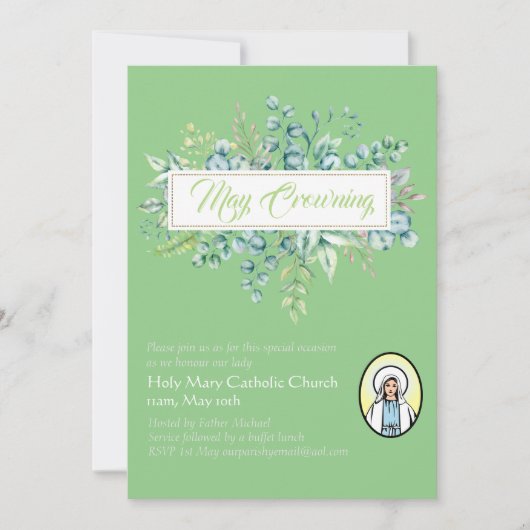 May Crowning Invitations Vierge Marie Invitations  (Devant)