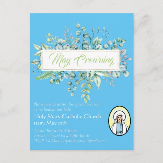 May Crowning Invitations Vierge Marie Invitations  (Devant)