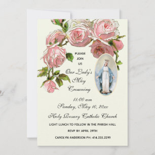 May Crowning Virgin Mary Religieuze Roze Roses Kaart