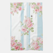 May Day Summer Rozen aqua stripe Theedoek (Verticaal)