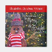 May Days Be Merry Bright Rustic Snowman Schattigee Magneet (Voorkant)