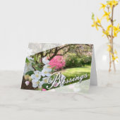 May Flowers Pink Blessings Greeting Card Kaart (Gele Bloem)