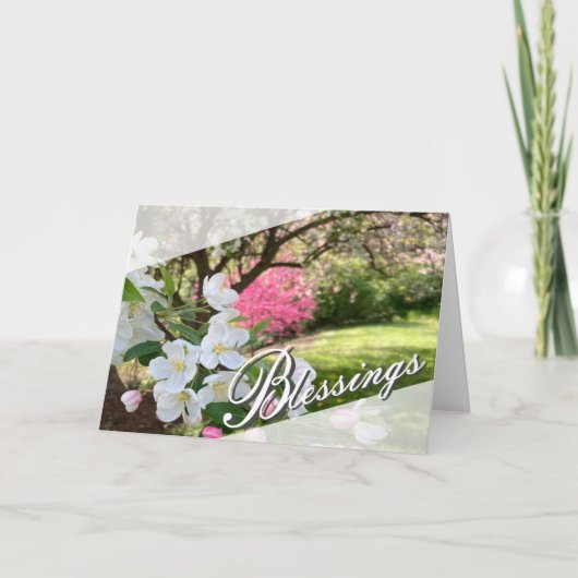 May Flowers Pink Blessings Greeting Card Kaart (Voorkant)