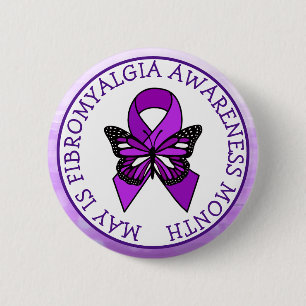 May is Fibromyalgia Butterfly Awareness Maand Ronde Button 5,7 Cm