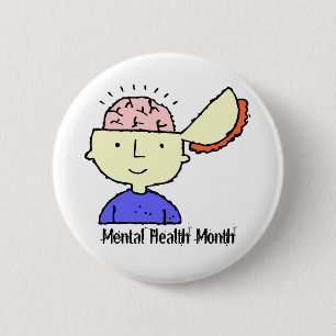 May is Mental Health Month Blootgesteld brein Ronde Button 5,7 Cm