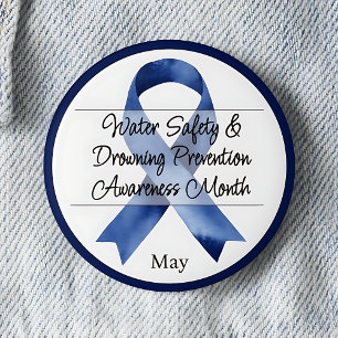 May Water Safety & Drowning Prevention Awareness Ronde Button 5,7 Cm