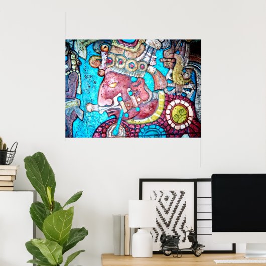 Maya Aztec Haut prêtre indien Poster d'art mexicai (Bureau à domicile)