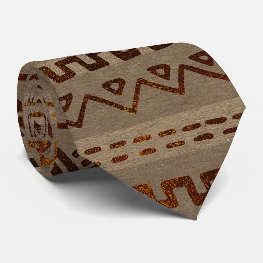 Maya / Aztec patroon Brand goud op canvas Stropdas (Opgerold)