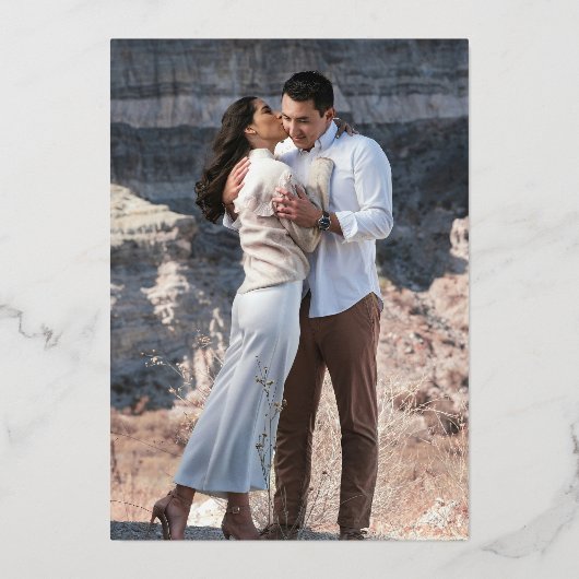 Maya eenvoudige foto moderne bruiloft folie uitnodiging (Achterkant)