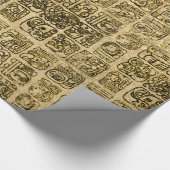 Maya- en aztec-glyphs goud op  textuur cadeaupapier (Hoek)