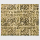 Maya- en aztec-glyphs goud op  textuur cadeaupapier (Vlak)
