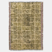 Maya- en aztec-glyphs goud op  textuur deken (Voorkant Verticaal)