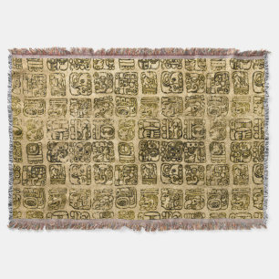 Maya- en aztec-glyphs goud op  textuur deken