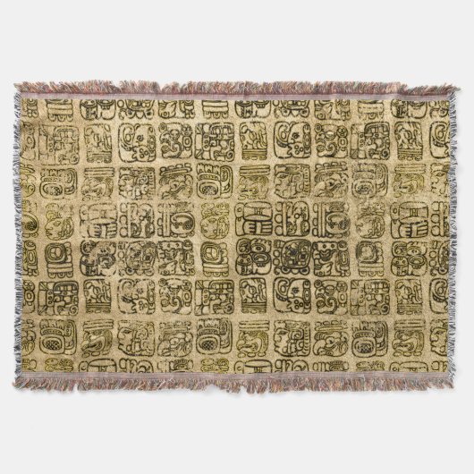 Maya- en aztec-glyphs goud op  textuur deken (Voorkant)