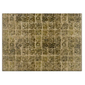 Maya- en aztec-glyphs goud op  textuur snijplank (Voorkant)