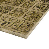 Maya- en aztec-glyphs goud op  textuur snijplank (Hoek)
